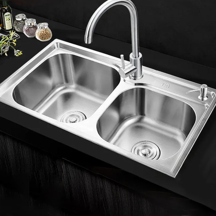 Contemporary Style Kitchen Sink Stainless Steel Kitchen Sink without Faucet Clearhalo 'Home Improvement' 'home_improvement' 'home_improvement_kitchen_sinks' 'Kitchen Remodel & Kitchen Fixtures' 'Kitchen Sinks & Faucet Components' 'Kitchen Sinks' 'kitchen_sinks' 6818197