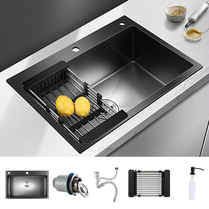 Contemporary Style Kitchen Sink Stainless Steel Kitchen Sink without Faucet Black Clearhalo 'Home Improvement' 'home_improvement' 'home_improvement_kitchen_sinks' 'Kitchen Remodel & Kitchen Fixtures' 'Kitchen Sinks & Faucet Components' 'Kitchen Sinks' 'kitchen_sinks' 6818199