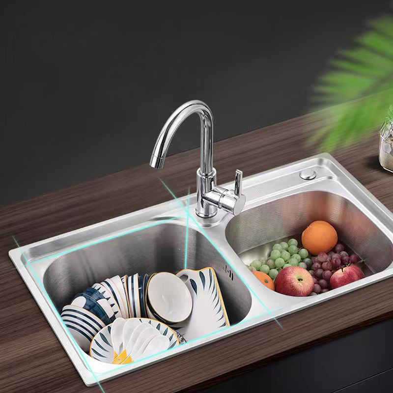Contemporary Style Kitchen Sink Stainless Steel Kitchen Sink without Faucet Clearhalo 'Home Improvement' 'home_improvement' 'home_improvement_kitchen_sinks' 'Kitchen Remodel & Kitchen Fixtures' 'Kitchen Sinks & Faucet Components' 'Kitchen Sinks' 'kitchen_sinks' 6818202