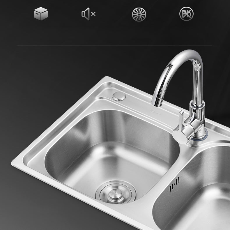 Contemporary Style Kitchen Sink Stainless Steel Kitchen Sink without Faucet Clearhalo 'Home Improvement' 'home_improvement' 'home_improvement_kitchen_sinks' 'Kitchen Remodel & Kitchen Fixtures' 'Kitchen Sinks & Faucet Components' 'Kitchen Sinks' 'kitchen_sinks' 6818207