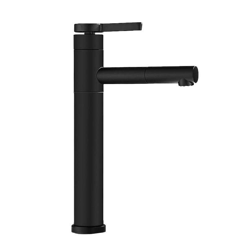 Lever Handle Faucet Glam Style Swivel Spout Faucet for Bathroom Black 12" Clearhalo 'Bathroom Remodel & Bathroom Fixtures' 'Bathroom Sink Faucets' 'Bathroom Sinks & Faucet Components' 'bathroom_sink_faucets' 'Home Improvement' 'home_improvement' 'home_improvement_bathroom_sink_faucets' 6818254