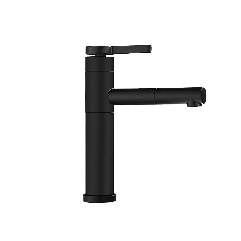 Lever Handle Faucet Glam Style Swivel Spout Faucet for Bathroom Black 8.7" Clearhalo 'Bathroom Remodel & Bathroom Fixtures' 'Bathroom Sink Faucets' 'Bathroom Sinks & Faucet Components' 'bathroom_sink_faucets' 'Home Improvement' 'home_improvement' 'home_improvement_bathroom_sink_faucets' 6818255