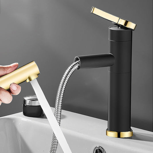 Lever Handle Faucet Glam Style Swivel Spout Faucet for Bathroom Clearhalo 'Bathroom Remodel & Bathroom Fixtures' 'Bathroom Sink Faucets' 'Bathroom Sinks & Faucet Components' 'bathroom_sink_faucets' 'Home Improvement' 'home_improvement' 'home_improvement_bathroom_sink_faucets' 6818256