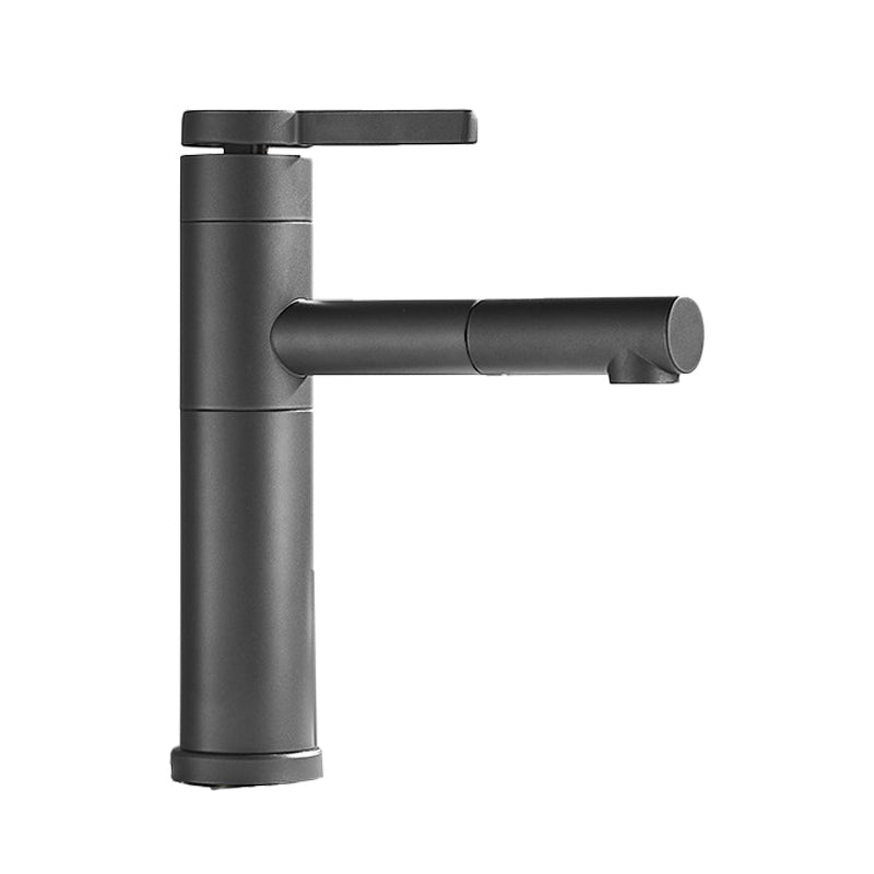 Lever Handle Faucet Glam Style Swivel Spout Faucet for Bathroom Smoke Gray 8.7" Clearhalo 'Bathroom Remodel & Bathroom Fixtures' 'Bathroom Sink Faucets' 'Bathroom Sinks & Faucet Components' 'bathroom_sink_faucets' 'Home Improvement' 'home_improvement' 'home_improvement_bathroom_sink_faucets' 6818259