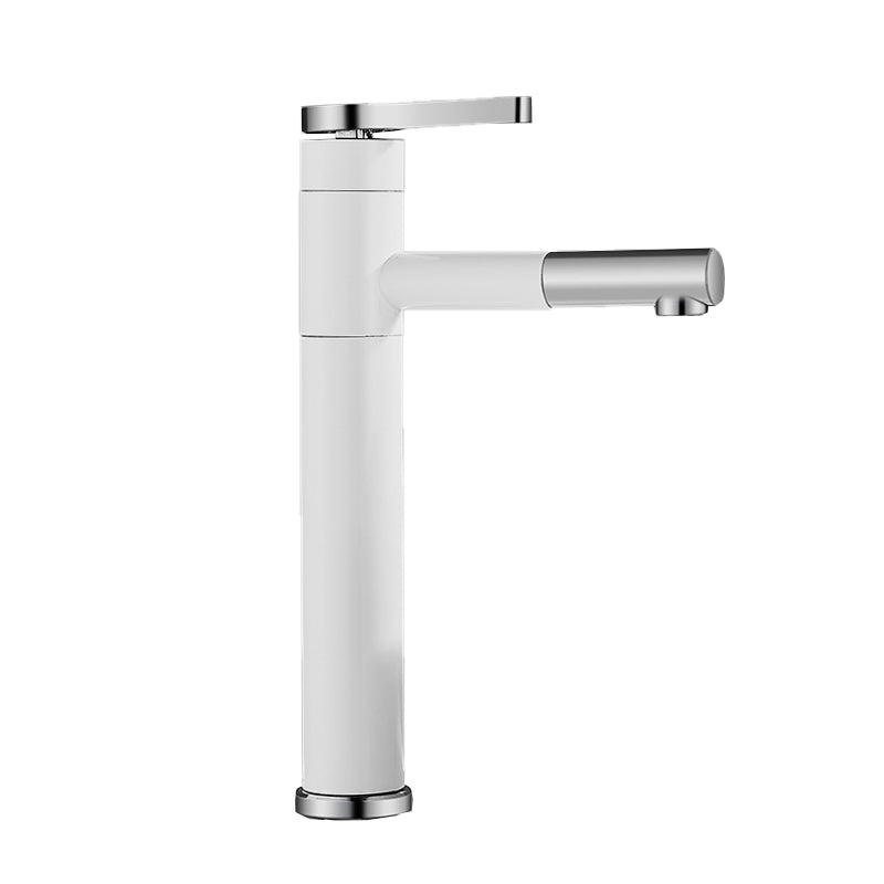 Lever Handle Faucet Glam Style Swivel Spout Faucet for Bathroom White-Silver 12" Clearhalo 'Bathroom Remodel & Bathroom Fixtures' 'Bathroom Sink Faucets' 'Bathroom Sinks & Faucet Components' 'bathroom_sink_faucets' 'Home Improvement' 'home_improvement' 'home_improvement_bathroom_sink_faucets' 6818268