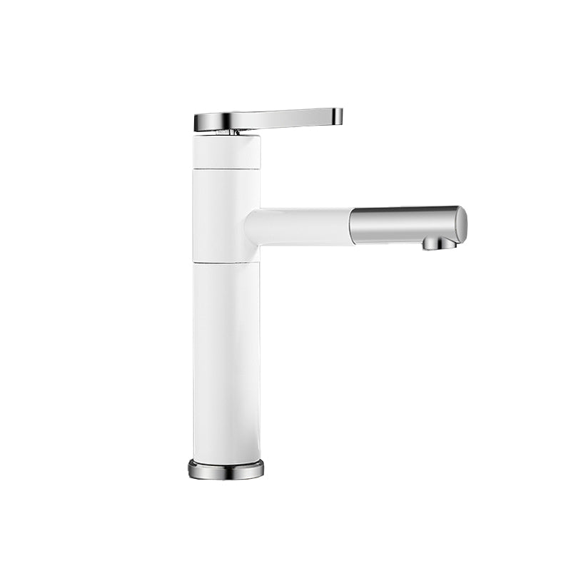 Lever Handle Faucet Glam Style Swivel Spout Faucet for Bathroom White-Silver 8.7" Clearhalo 'Bathroom Remodel & Bathroom Fixtures' 'Bathroom Sink Faucets' 'Bathroom Sinks & Faucet Components' 'bathroom_sink_faucets' 'Home Improvement' 'home_improvement' 'home_improvement_bathroom_sink_faucets' 6818270