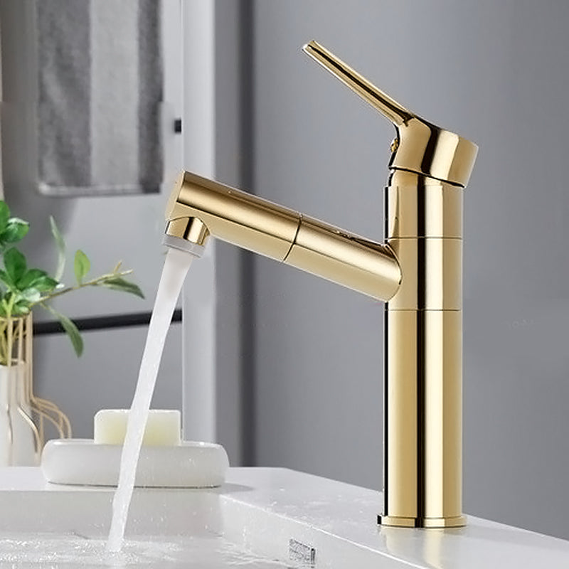 Swivel Spout Basin Faucet Pull-out Luxury Vanity Sink Faucet Circular Brass Faucet Clearhalo 'Bathroom Remodel & Bathroom Fixtures' 'Bathroom Sink Faucets' 'Bathroom Sinks & Faucet Components' 'bathroom_sink_faucets' 'Home Improvement' 'home_improvement' 'home_improvement_bathroom_sink_faucets' 6818274