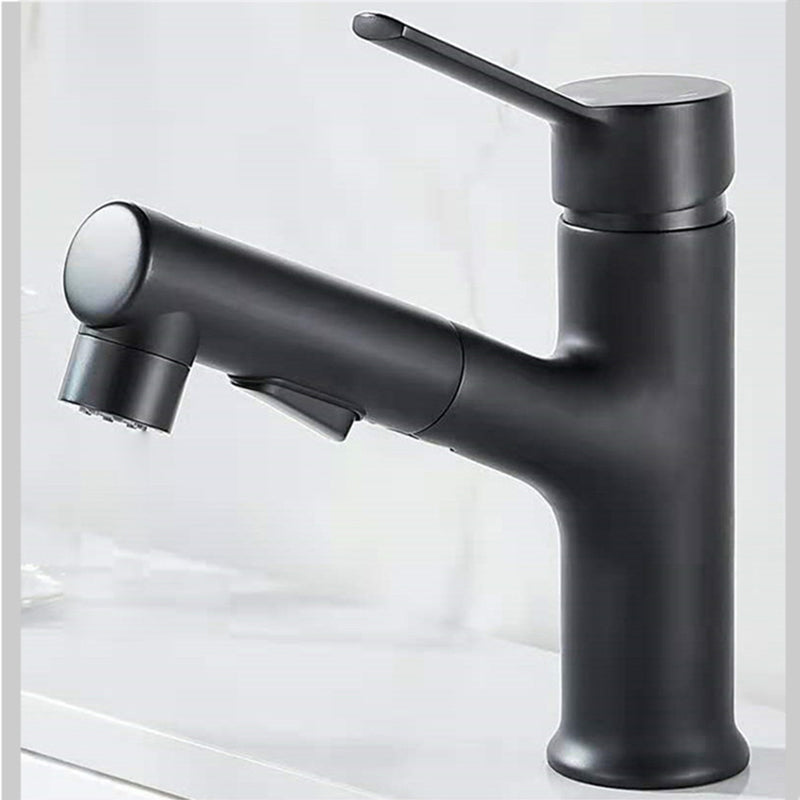 Contemporary Sink Faucet Pure Color Low Arc Vessel Sink Faucet for Bathroom Black Clearhalo 'Bathroom Remodel & Bathroom Fixtures' 'Bathroom Sink Faucets' 'Bathroom Sinks & Faucet Components' 'bathroom_sink_faucets' 'Home Improvement' 'home_improvement' 'home_improvement_bathroom_sink_faucets' 6818292
