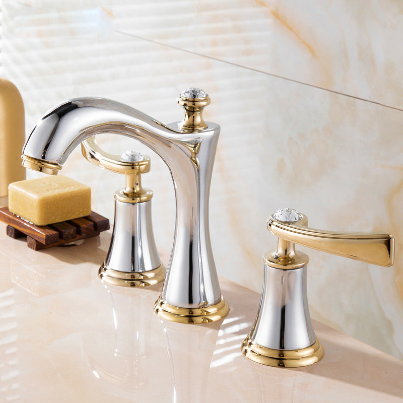 Modern Vessel Faucet Brass 2 Handles Low Arc Vessel Faucet for Home Gold Silver Clearhalo 'Bathroom Remodel & Bathroom Fixtures' 'Bathroom Sink Faucets' 'Bathroom Sinks & Faucet Components' 'bathroom_sink_faucets' 'Home Improvement' 'home_improvement' 'home_improvement_bathroom_sink_faucets' 6818330