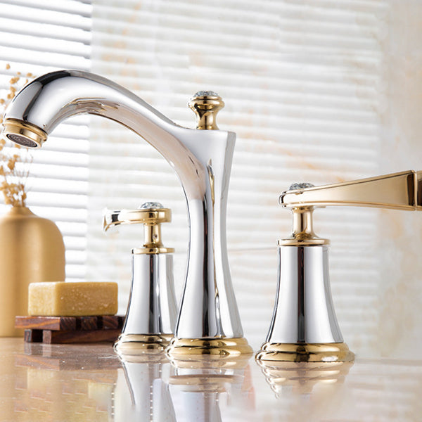 Modern Vessel Faucet Brass 2 Handles Low Arc Vessel Faucet for Home Clearhalo 'Bathroom Remodel & Bathroom Fixtures' 'Bathroom Sink Faucets' 'Bathroom Sinks & Faucet Components' 'bathroom_sink_faucets' 'Home Improvement' 'home_improvement' 'home_improvement_bathroom_sink_faucets' 6818332