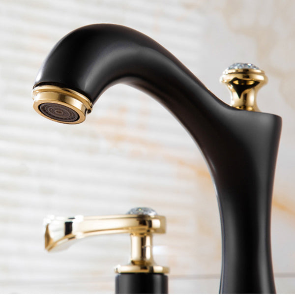 Modern Vessel Faucet Brass 2 Handles Low Arc Vessel Faucet for Home Clearhalo 'Bathroom Remodel & Bathroom Fixtures' 'Bathroom Sink Faucets' 'Bathroom Sinks & Faucet Components' 'bathroom_sink_faucets' 'Home Improvement' 'home_improvement' 'home_improvement_bathroom_sink_faucets' 6818336