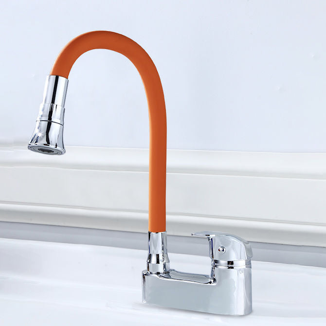 Modern Style Vessel Faucet Copper Single Handle High Arc Vessel Faucet Clearhalo 'Bathroom Remodel & Bathroom Fixtures' 'Bathroom Sink Faucets' 'Bathroom Sinks & Faucet Components' 'bathroom_sink_faucets' 'Home Improvement' 'home_improvement' 'home_improvement_bathroom_sink_faucets' 6818369