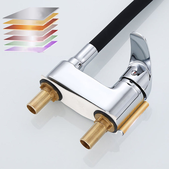 Modern Style Vessel Faucet Copper Single Handle High Arc Vessel Faucet Clearhalo 'Bathroom Remodel & Bathroom Fixtures' 'Bathroom Sink Faucets' 'Bathroom Sinks & Faucet Components' 'bathroom_sink_faucets' 'Home Improvement' 'home_improvement' 'home_improvement_bathroom_sink_faucets' 6818375