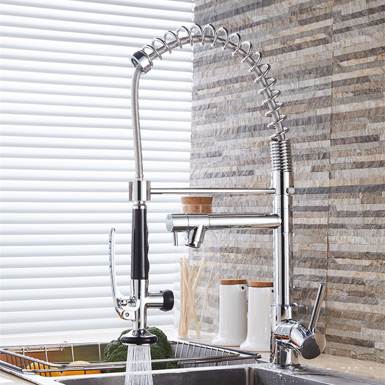 Modern Faucet Spring Swivel Drop down Lever Handle High Arc Kitchen Faucet Clearhalo 'Home Improvement' 'home_improvement' 'home_improvement_kitchen_faucets' 'Kitchen Faucets' 'Kitchen Remodel & Kitchen Fixtures' 'Kitchen Sinks & Faucet Components' 'kitchen_faucets' 6818409