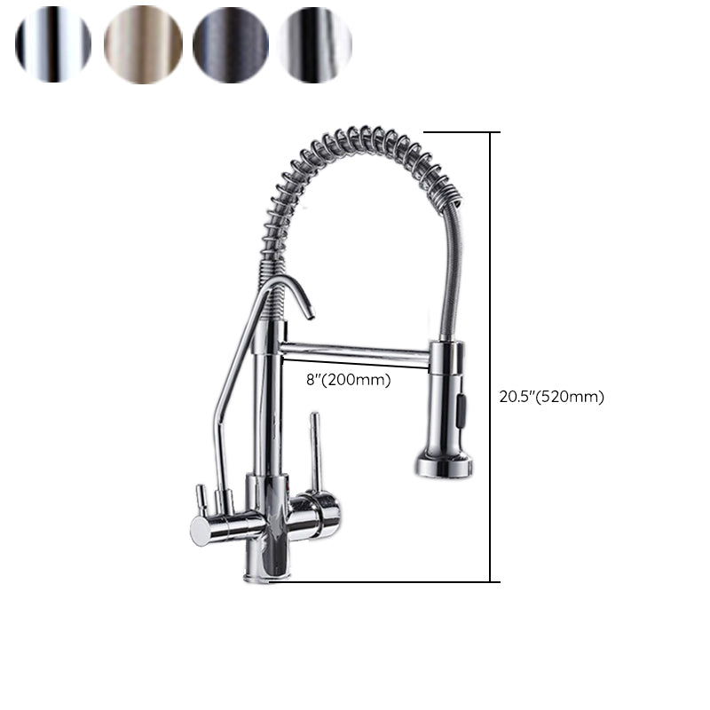 Modern Faucet Spring Swivel Drop down Lever Handle High Arc Kitchen Faucet Clearhalo 'Home Improvement' 'home_improvement' 'home_improvement_kitchen_faucets' 'Kitchen Faucets' 'Kitchen Remodel & Kitchen Fixtures' 'Kitchen Sinks & Faucet Components' 'kitchen_faucets' 6818425