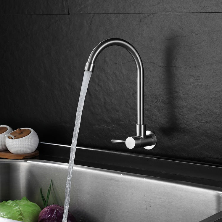 Modern 1-Handle Faucets Stainless Steel with Water Dispenser Standard Kitchen Faucets Silver 9.1" Clearhalo 'Home Improvement' 'home_improvement' 'home_improvement_kitchen_faucets' 'Kitchen Faucets' 'Kitchen Remodel & Kitchen Fixtures' 'Kitchen Sinks & Faucet Components' 'kitchen_faucets' 6818441