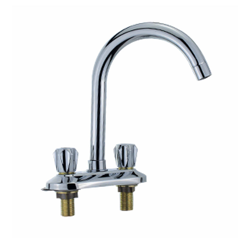 Modern Bar Prep Kitchen Faucet Brass Knob Handle with Deck Plate Kitchen Faucet Chrome Clearhalo 'Home Improvement' 'home_improvement' 'home_improvement_kitchen_faucets' 'Kitchen Faucets' 'Kitchen Remodel & Kitchen Fixtures' 'Kitchen Sinks & Faucet Components' 'kitchen_faucets' 6818462