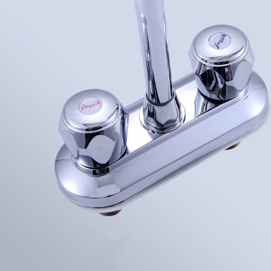 Modern Bar Prep Kitchen Faucet Brass Knob Handle with Deck Plate Kitchen Faucet Clearhalo 'Home Improvement' 'home_improvement' 'home_improvement_kitchen_faucets' 'Kitchen Faucets' 'Kitchen Remodel & Kitchen Fixtures' 'Kitchen Sinks & Faucet Components' 'kitchen_faucets' 6818467