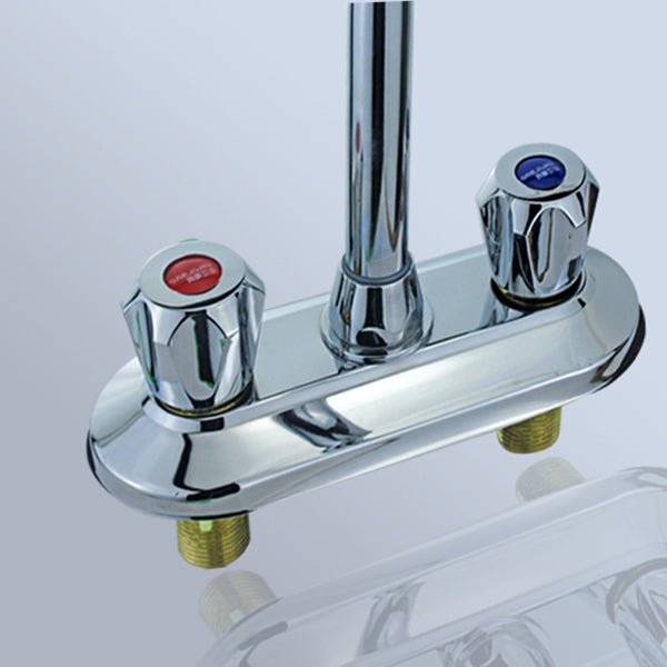 Modern Bar Prep Kitchen Faucet Brass Knob Handle with Deck Plate Kitchen Faucet Clearhalo 'Home Improvement' 'home_improvement' 'home_improvement_kitchen_faucets' 'Kitchen Faucets' 'Kitchen Remodel & Kitchen Fixtures' 'Kitchen Sinks & Faucet Components' 'kitchen_faucets' 6818470