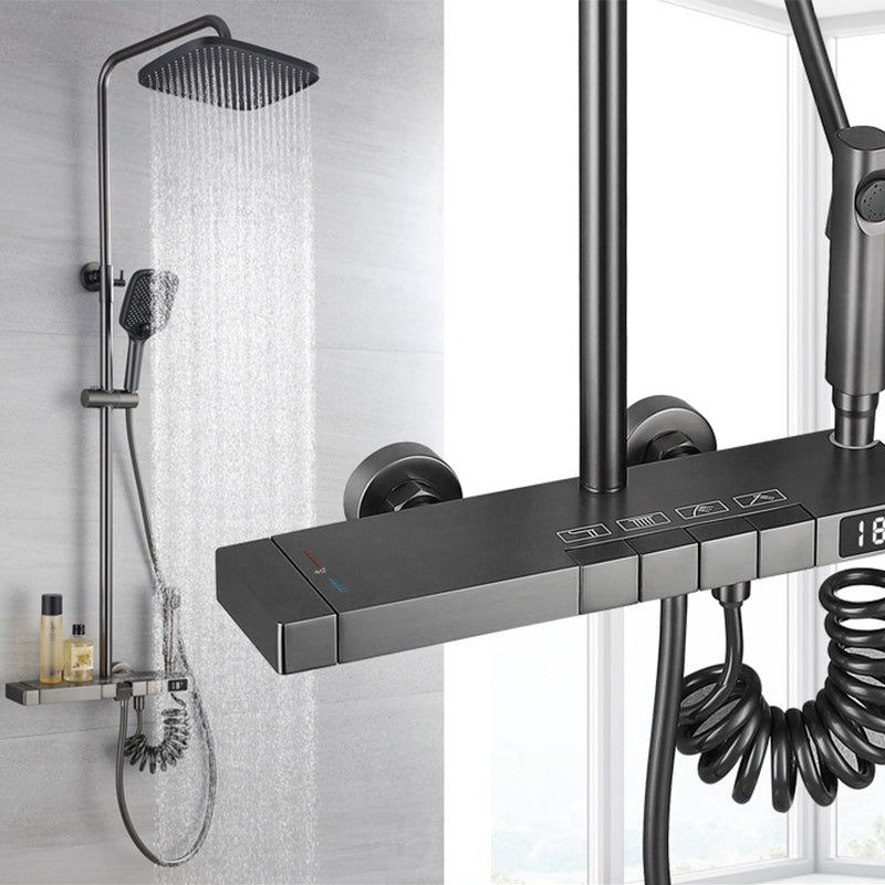 Modern Shower Trim Brass Adjustable Shower Head Wall Mounted Shower Head Combo Gun Grey Clearhalo 'Bathroom Remodel & Bathroom Fixtures' 'Home Improvement' 'home_improvement' 'home_improvement_shower_faucets' 'Shower Faucets & Systems' 'shower_faucets' 'Showers & Bathtubs Plumbing' 'Showers & Bathtubs' 6818475