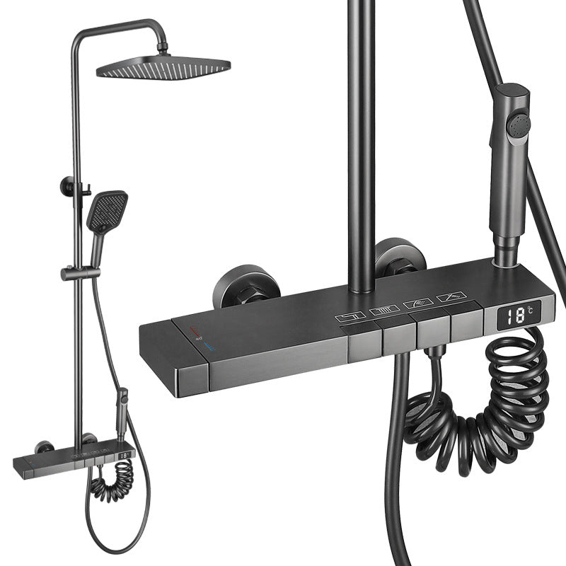 Modern Shower Trim Brass Adjustable Shower Head Wall Mounted Shower Head Combo Clearhalo 'Bathroom Remodel & Bathroom Fixtures' 'Home Improvement' 'home_improvement' 'home_improvement_shower_faucets' 'Shower Faucets & Systems' 'shower_faucets' 'Showers & Bathtubs Plumbing' 'Showers & Bathtubs' 6818478