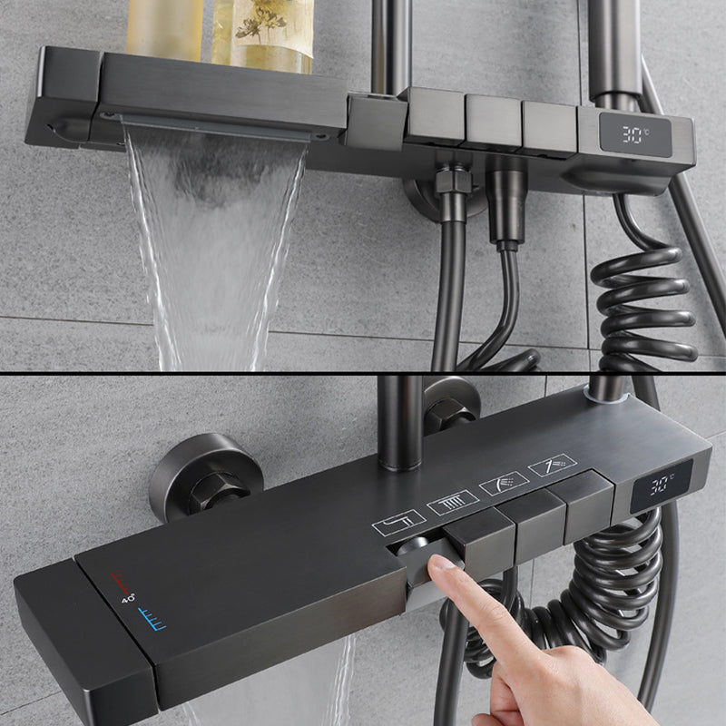 Modern Shower Trim Brass Adjustable Shower Head Wall Mounted Shower Head Combo Clearhalo 'Bathroom Remodel & Bathroom Fixtures' 'Home Improvement' 'home_improvement' 'home_improvement_shower_faucets' 'Shower Faucets & Systems' 'shower_faucets' 'Showers & Bathtubs Plumbing' 'Showers & Bathtubs' 6818485