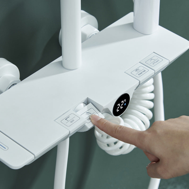 Modern Shower Trim Brass Temperature Control Wall Mounted Shower System Clearhalo 'Bathroom Remodel & Bathroom Fixtures' 'Home Improvement' 'home_improvement' 'home_improvement_shower_faucets' 'Shower Faucets & Systems' 'shower_faucets' 'Showers & Bathtubs Plumbing' 'Showers & Bathtubs' 6818499