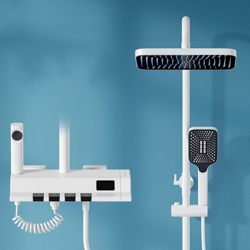 Modern Shower Head Combo Stainless Steel Slide Bar Included Wall Mounted Shower System White Clearhalo 'Bathroom Remodel & Bathroom Fixtures' 'Home Improvement' 'home_improvement' 'home_improvement_shower_faucets' 'Shower Faucets & Systems' 'shower_faucets' 'Showers & Bathtubs Plumbing' 'Showers & Bathtubs' 6818507