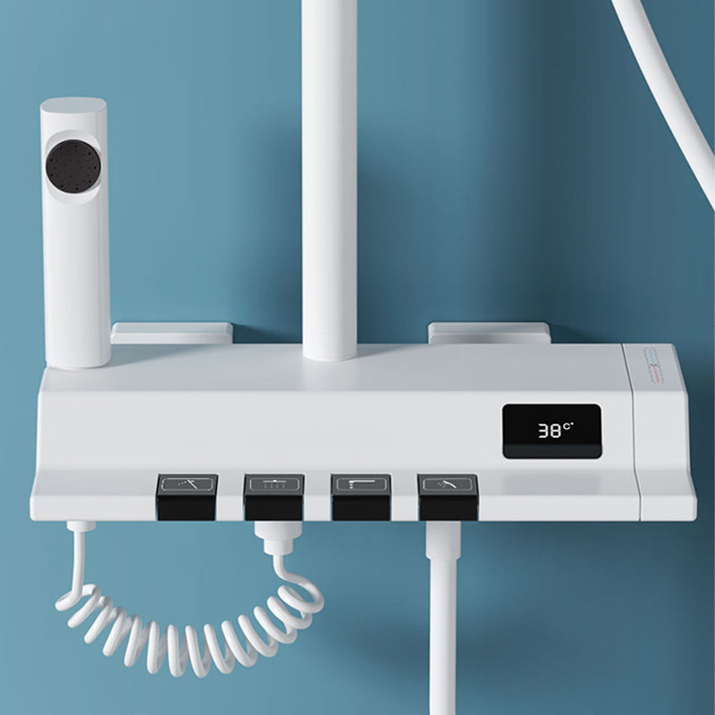 Modern Shower Head Combo Stainless Steel Slide Bar Included Wall Mounted Shower System Clearhalo 'Bathroom Remodel & Bathroom Fixtures' 'Home Improvement' 'home_improvement' 'home_improvement_shower_faucets' 'Shower Faucets & Systems' 'shower_faucets' 'Showers & Bathtubs Plumbing' 'Showers & Bathtubs' 6818517