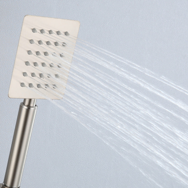 Modern Shower System Stainless Steel Temperature Control Wall Mounted Shower Set Clearhalo 'Bathroom Remodel & Bathroom Fixtures' 'Home Improvement' 'home_improvement' 'home_improvement_shower_faucets' 'Shower Faucets & Systems' 'shower_faucets' 'Showers & Bathtubs Plumbing' 'Showers & Bathtubs' 6818524