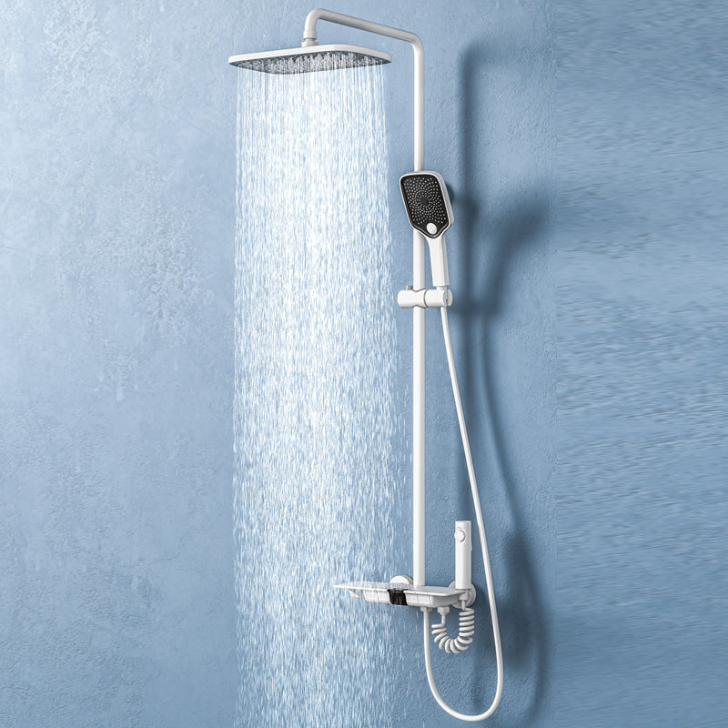 Modern Shower Trim Brass Temperature Control Adjustable Shower Head Shower Set White Clearhalo 'Bathroom Remodel & Bathroom Fixtures' 'Home Improvement' 'home_improvement' 'home_improvement_shower_faucets' 'Shower Faucets & Systems' 'shower_faucets' 'Showers & Bathtubs Plumbing' 'Showers & Bathtubs' 6818556