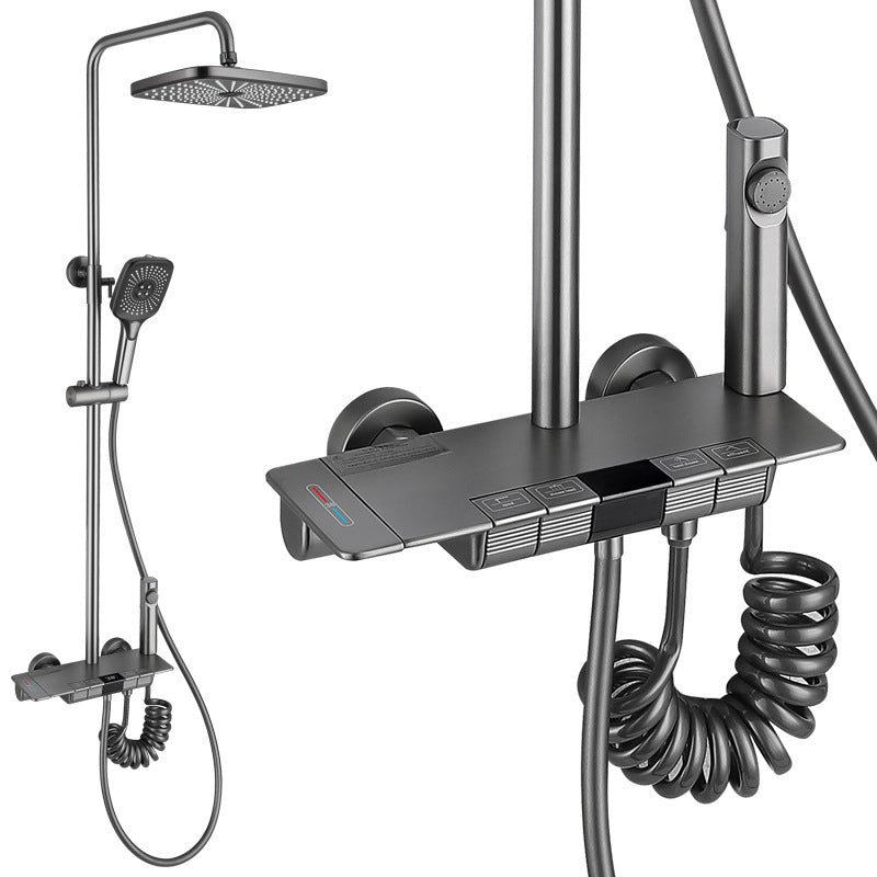 Modern Shower Trim Brass Temperature Control Adjustable Shower Head Shower Set Clearhalo 'Bathroom Remodel & Bathroom Fixtures' 'Home Improvement' 'home_improvement' 'home_improvement_shower_faucets' 'Shower Faucets & Systems' 'shower_faucets' 'Showers & Bathtubs Plumbing' 'Showers & Bathtubs' 6818560