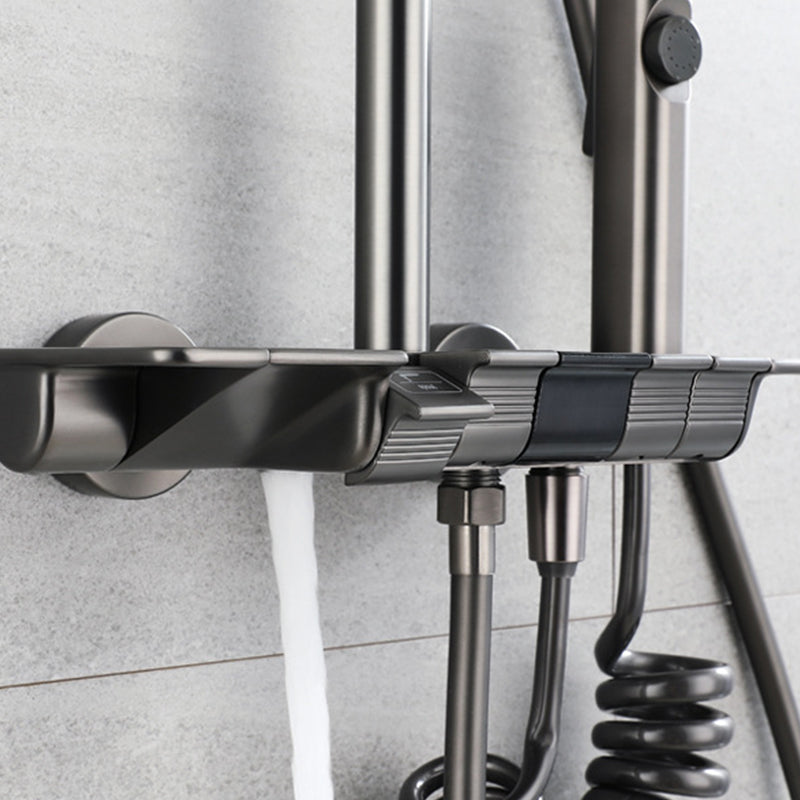 Modern Shower Trim Brass Temperature Control Adjustable Shower Head Shower Set Clearhalo 'Bathroom Remodel & Bathroom Fixtures' 'Home Improvement' 'home_improvement' 'home_improvement_shower_faucets' 'Shower Faucets & Systems' 'shower_faucets' 'Showers & Bathtubs Plumbing' 'Showers & Bathtubs' 6818562