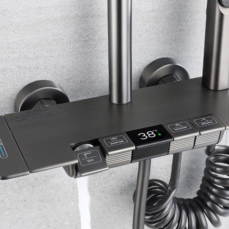 Modern Shower Trim Brass Temperature Control Adjustable Shower Head Shower Set Clearhalo 'Bathroom Remodel & Bathroom Fixtures' 'Home Improvement' 'home_improvement' 'home_improvement_shower_faucets' 'Shower Faucets & Systems' 'shower_faucets' 'Showers & Bathtubs Plumbing' 'Showers & Bathtubs' 6818564