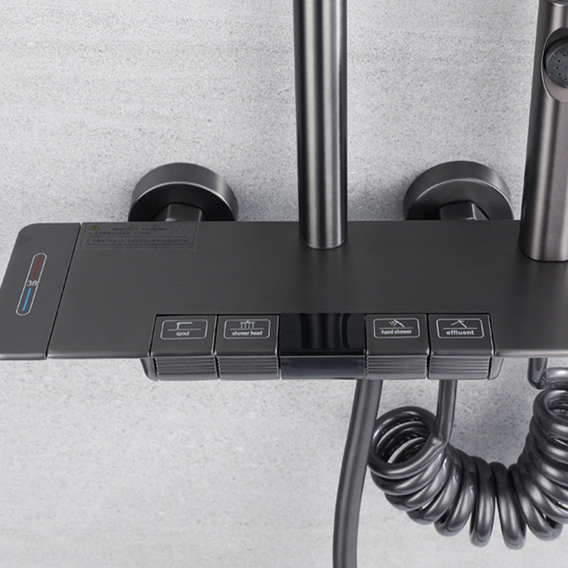 Modern Shower Trim Brass Temperature Control Adjustable Shower Head Shower Set Clearhalo 'Bathroom Remodel & Bathroom Fixtures' 'Home Improvement' 'home_improvement' 'home_improvement_shower_faucets' 'Shower Faucets & Systems' 'shower_faucets' 'Showers & Bathtubs Plumbing' 'Showers & Bathtubs' 6818566