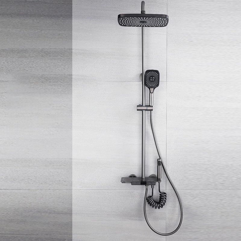 Modern Shower Trim Brass Temperature Control Adjustable Shower Head Shower Set Clearhalo 'Bathroom Remodel & Bathroom Fixtures' 'Home Improvement' 'home_improvement' 'home_improvement_shower_faucets' 'Shower Faucets & Systems' 'shower_faucets' 'Showers & Bathtubs Plumbing' 'Showers & Bathtubs' 6818570