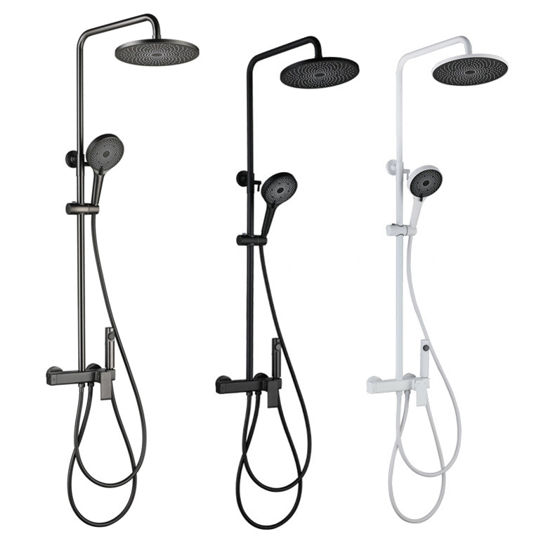 Modern Shower Head Combo Brass Adjustable Shower Head Wall Mounted Shower Set Clearhalo 'Bathroom Remodel & Bathroom Fixtures' 'Home Improvement' 'home_improvement' 'home_improvement_shower_faucets' 'Shower Faucets & Systems' 'shower_faucets' 'Showers & Bathtubs Plumbing' 'Showers & Bathtubs' 6818579