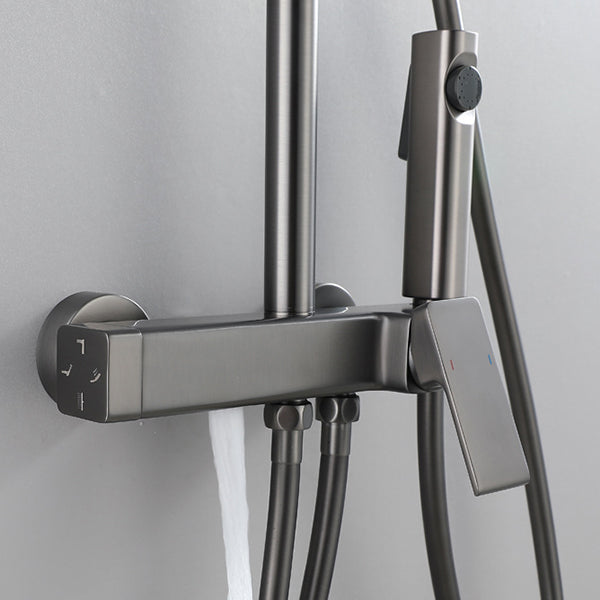 Modern Shower Head Combo Brass Adjustable Shower Head Wall Mounted Shower Set Clearhalo 'Bathroom Remodel & Bathroom Fixtures' 'Home Improvement' 'home_improvement' 'home_improvement_shower_faucets' 'Shower Faucets & Systems' 'shower_faucets' 'Showers & Bathtubs Plumbing' 'Showers & Bathtubs' 6818581