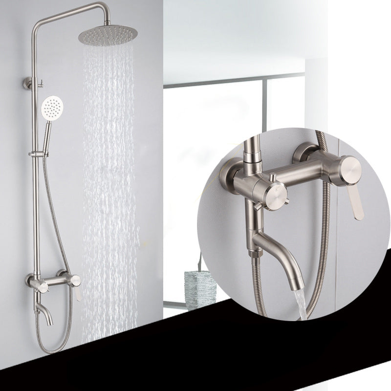 Modern Shower System Stainless Steel Adjustable Shower Head Shower Trim Silver Clearhalo 'Bathroom Remodel & Bathroom Fixtures' 'Home Improvement' 'home_improvement' 'home_improvement_shower_faucets' 'Shower Faucets & Systems' 'shower_faucets' 'Showers & Bathtubs Plumbing' 'Showers & Bathtubs' 6818585