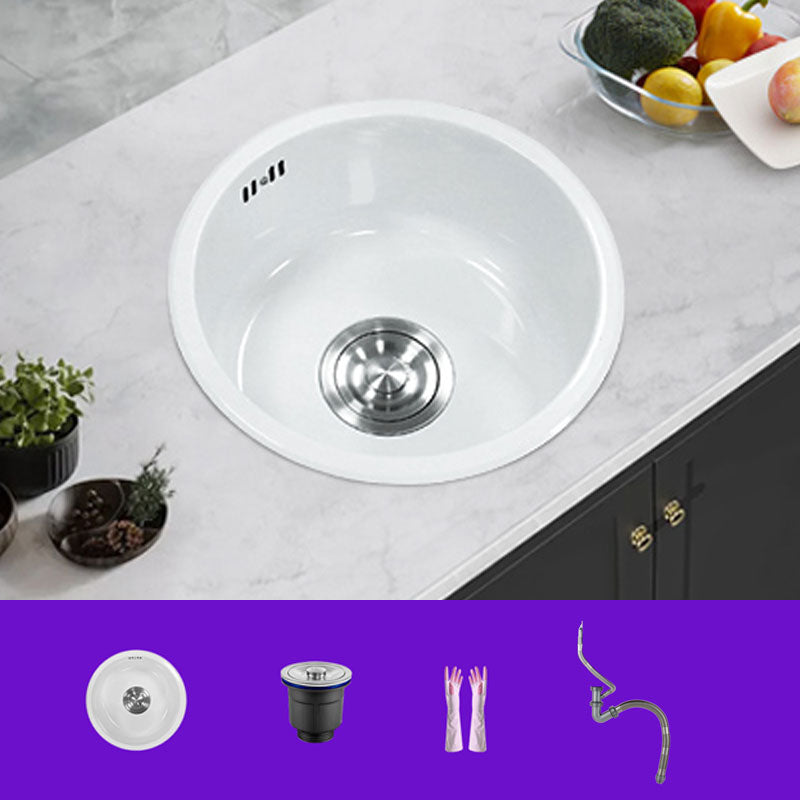 Basic Bar Sink Stainless Steel Round White Kitchen Sink with Faucet Sink Only None Clearhalo 'Home Improvement' 'home_improvement' 'home_improvement_kitchen_sinks' 'Kitchen Remodel & Kitchen Fixtures' 'Kitchen Sinks & Faucet Components' 'Kitchen Sinks' 'kitchen_sinks' 6818632