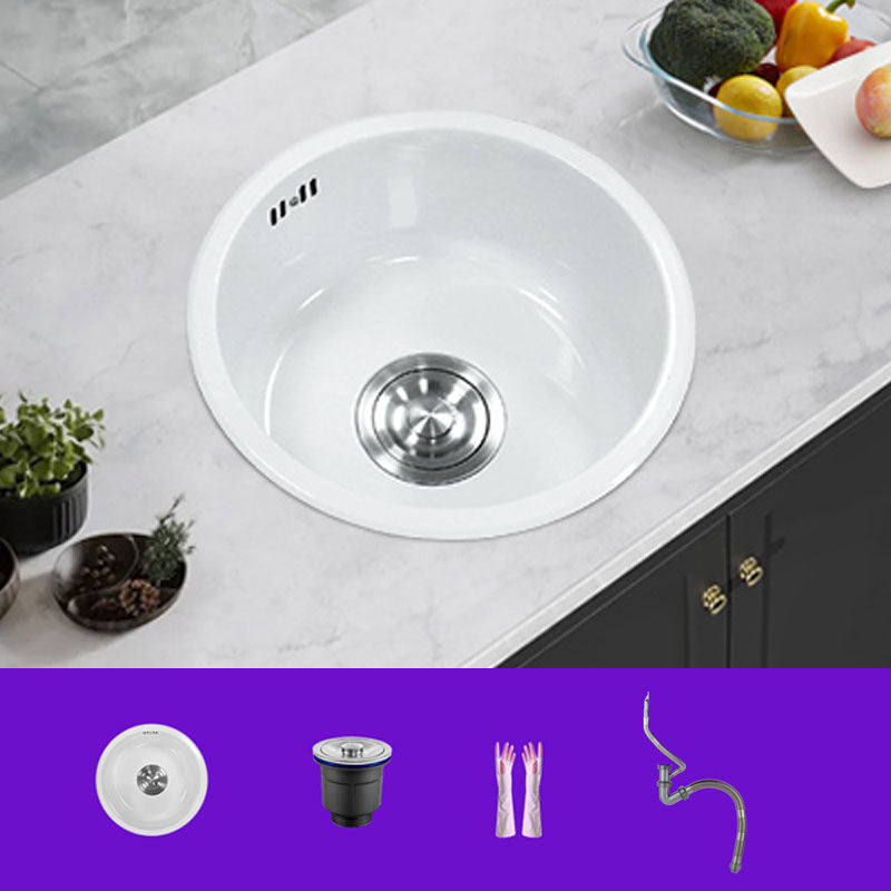 Basic Bar Sink Stainless Steel Round White Kitchen Sink with Faucet Sink Only None Clearhalo 'Home Improvement' 'home_improvement' 'home_improvement_kitchen_sinks' 'Kitchen Remodel & Kitchen Fixtures' 'Kitchen Sinks & Faucet Components' 'Kitchen Sinks' 'kitchen_sinks' 6818632