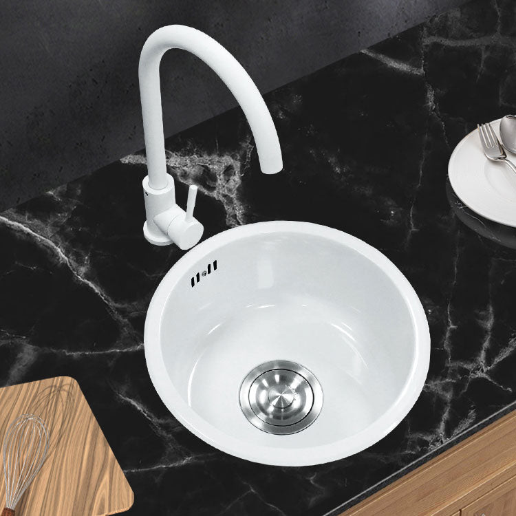 Basic Bar Sink Stainless Steel Round White Kitchen Sink with Faucet Clearhalo 'Home Improvement' 'home_improvement' 'home_improvement_kitchen_sinks' 'Kitchen Remodel & Kitchen Fixtures' 'Kitchen Sinks & Faucet Components' 'Kitchen Sinks' 'kitchen_sinks' 6818636