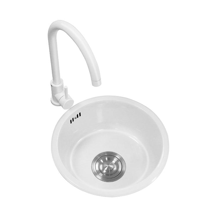 Basic Bar Sink Stainless Steel Round White Kitchen Sink with Faucet Clearhalo 'Home Improvement' 'home_improvement' 'home_improvement_kitchen_sinks' 'Kitchen Remodel & Kitchen Fixtures' 'Kitchen Sinks & Faucet Components' 'Kitchen Sinks' 'kitchen_sinks' 6818639