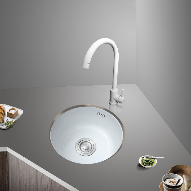 Basic Bar Sink Stainless Steel Round White Kitchen Sink with Faucet Clearhalo 'Home Improvement' 'home_improvement' 'home_improvement_kitchen_sinks' 'Kitchen Remodel & Kitchen Fixtures' 'Kitchen Sinks & Faucet Components' 'Kitchen Sinks' 'kitchen_sinks' 6818642