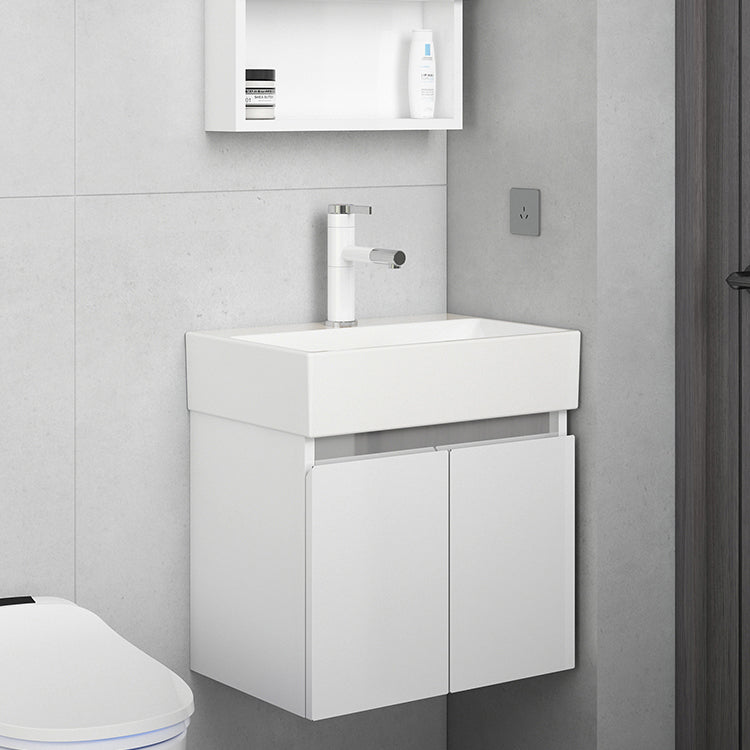 Modern Metal Bathroom Vanity Solid Color Wall Mount Vanity Cabinet in White Clearhalo 'Bathroom Remodel & Bathroom Fixtures' 'Bathroom Vanities' 'bathroom_vanities' 'Home Improvement' 'home_improvement' 'home_improvement_bathroom_vanities' 6818708