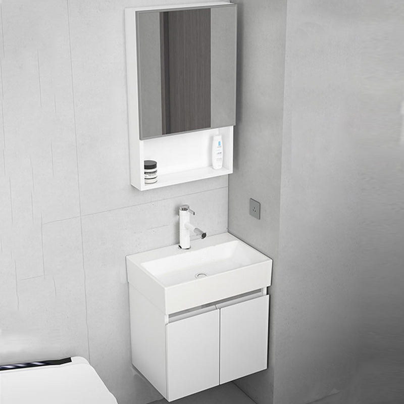 Modern Metal Bathroom Vanity Solid Color Wall Mount Vanity Cabinet in White Clearhalo 'Bathroom Remodel & Bathroom Fixtures' 'Bathroom Vanities' 'bathroom_vanities' 'Home Improvement' 'home_improvement' 'home_improvement_bathroom_vanities' 6818715