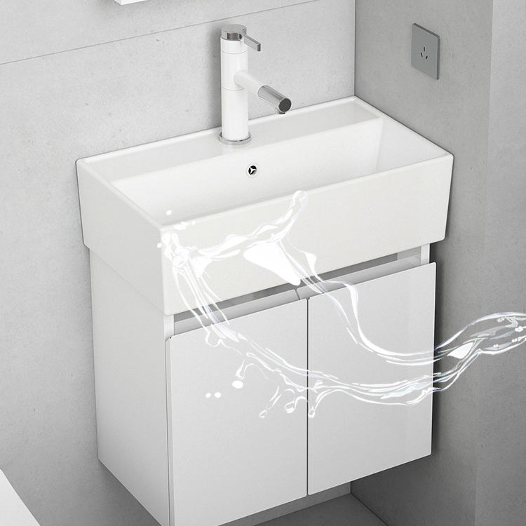 Modern Metal Bathroom Vanity Solid Color Wall Mount Vanity Cabinet in White Clearhalo 'Bathroom Remodel & Bathroom Fixtures' 'Bathroom Vanities' 'bathroom_vanities' 'Home Improvement' 'home_improvement' 'home_improvement_bathroom_vanities' 6818719