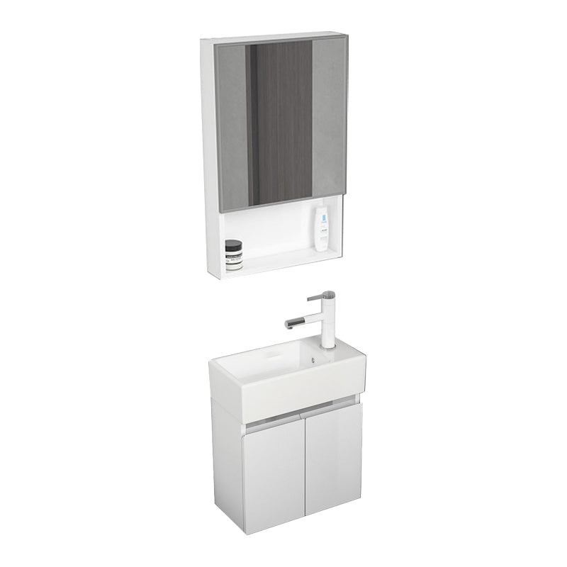 Modern Metal Bathroom Vanity Solid Color Wall Mount Vanity Cabinet in White Vanity & Faucet & Mirror Cabinet Clearhalo 'Bathroom Remodel & Bathroom Fixtures' 'Bathroom Vanities' 'bathroom_vanities' 'Home Improvement' 'home_improvement' 'home_improvement_bathroom_vanities' 6818723