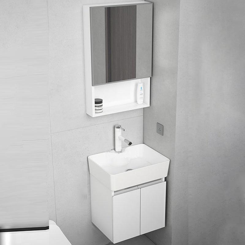 Modern Metal Bathroom Vanity Solid Color Wall Mount Vanity Cabinet in White Clearhalo 'Bathroom Remodel & Bathroom Fixtures' 'Bathroom Vanities' 'bathroom_vanities' 'Home Improvement' 'home_improvement' 'home_improvement_bathroom_vanities' 6818724