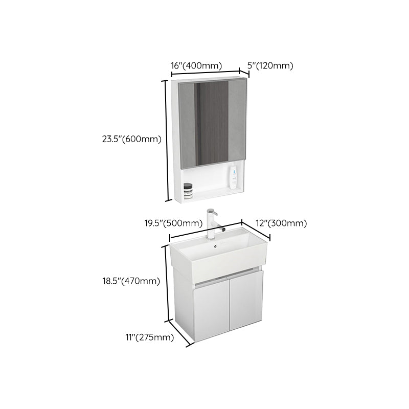 Modern Metal Bathroom Vanity Solid Color Wall Mount Vanity Cabinet in White Clearhalo 'Bathroom Remodel & Bathroom Fixtures' 'Bathroom Vanities' 'bathroom_vanities' 'Home Improvement' 'home_improvement' 'home_improvement_bathroom_vanities' 6818744